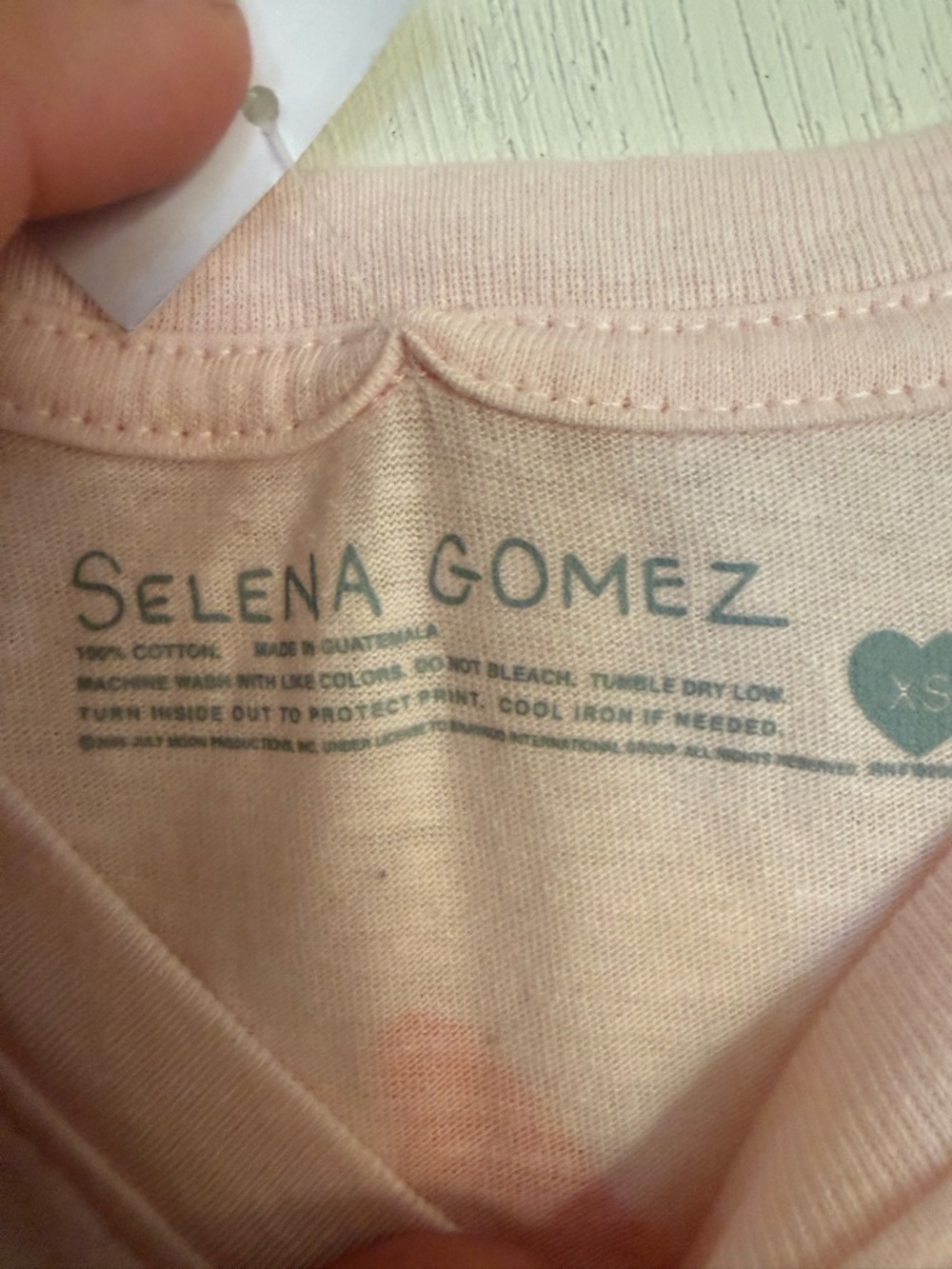 Selena Gomez Light Pink Tee with Red "Emotionally Bankrupt" Graphic - Picture 3 of 3